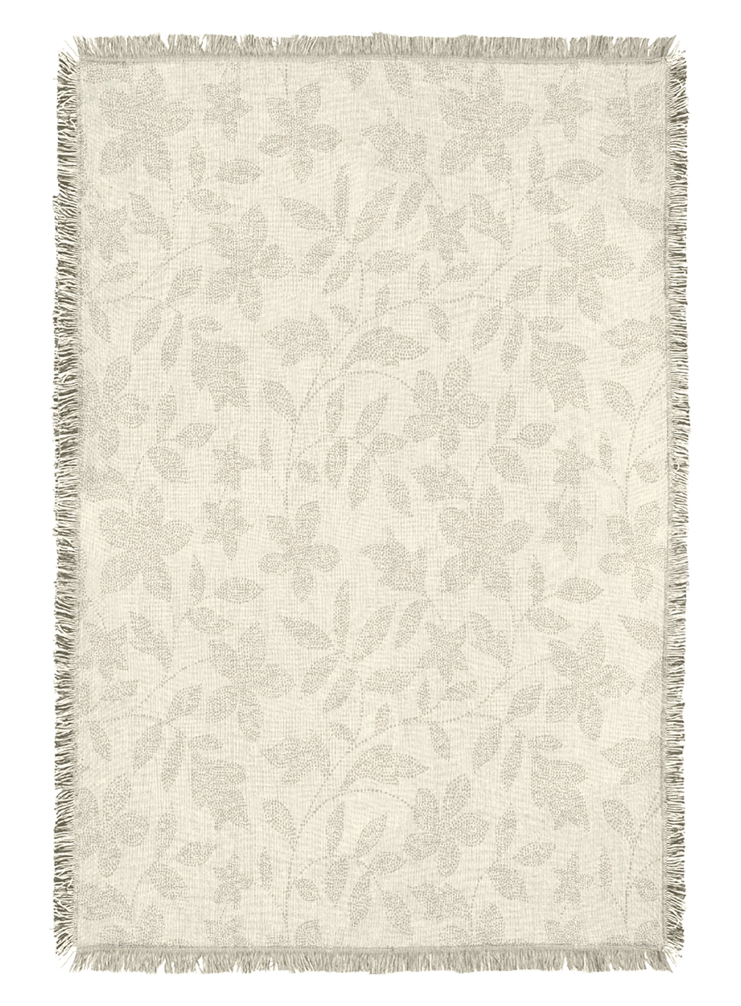 Mainstays Rustic Designs Vanilla Dream Dot Botanical Cotton Blend Jacquard Knit Tapestry Throw, 50" x 60"  (图3)