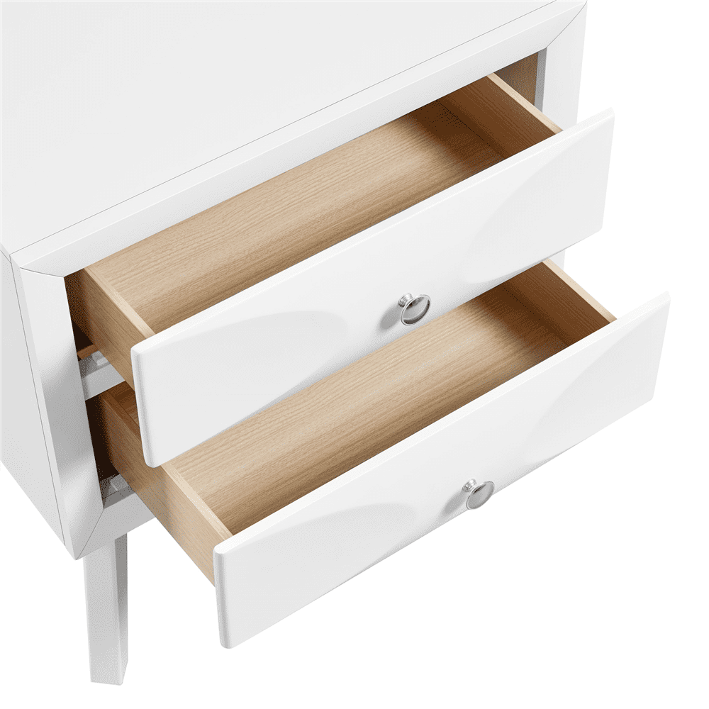 Renwick Modern Vintage 2-Drawer End Table with Spacious Storage, White
