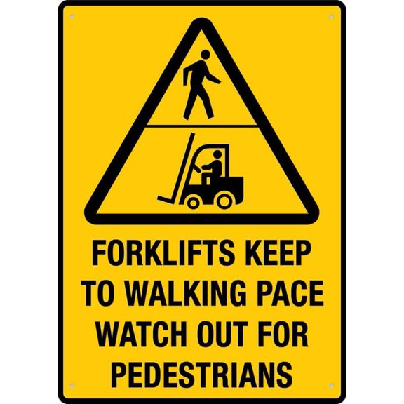 Forklifts Keep To Walking Pace Watch Out For Pedestrians Metal Signs 12X8 Inch Rust Free Aluminum,Uv Ink Printing,Durable/Weatherproof Outdoor For Home