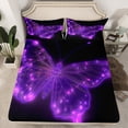 thumbnail image 2 of Castle Fairy Flying Butterfly 3pcs Twin Sheet Sets,Black Purple Twin Fitted Sheet,Neon Gradient Breathable Flat Sheet,Ultra Soft Animal Home Decor, 2 of 7