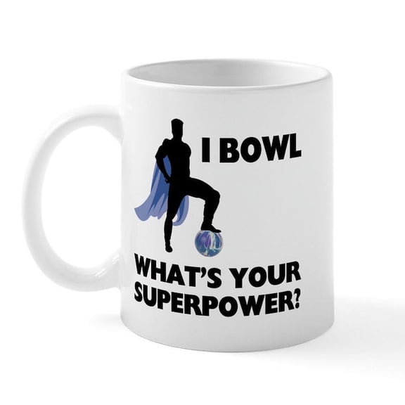 CafePress - Bowling Superhero Mug - 11 oz Ceramic Mug - Novelty Coffee Tea Cup