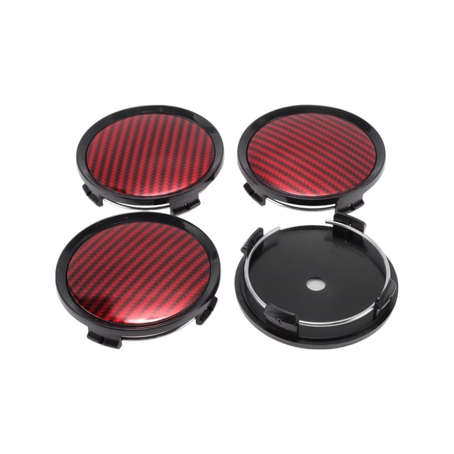 Unique Bargains 4 Pcs Wheel Center Caps Hub Caps Rim Center Caps 2.76" 2.95" Wheel Caps Hubcap Center Covers Black Cover Carbon Logo Plastic 4 Clips Black