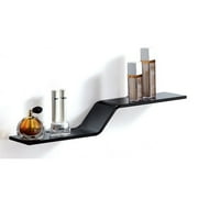 Fab Glass and Mirror Wave Style Bent Glass Shelf with Chrome Brackets
