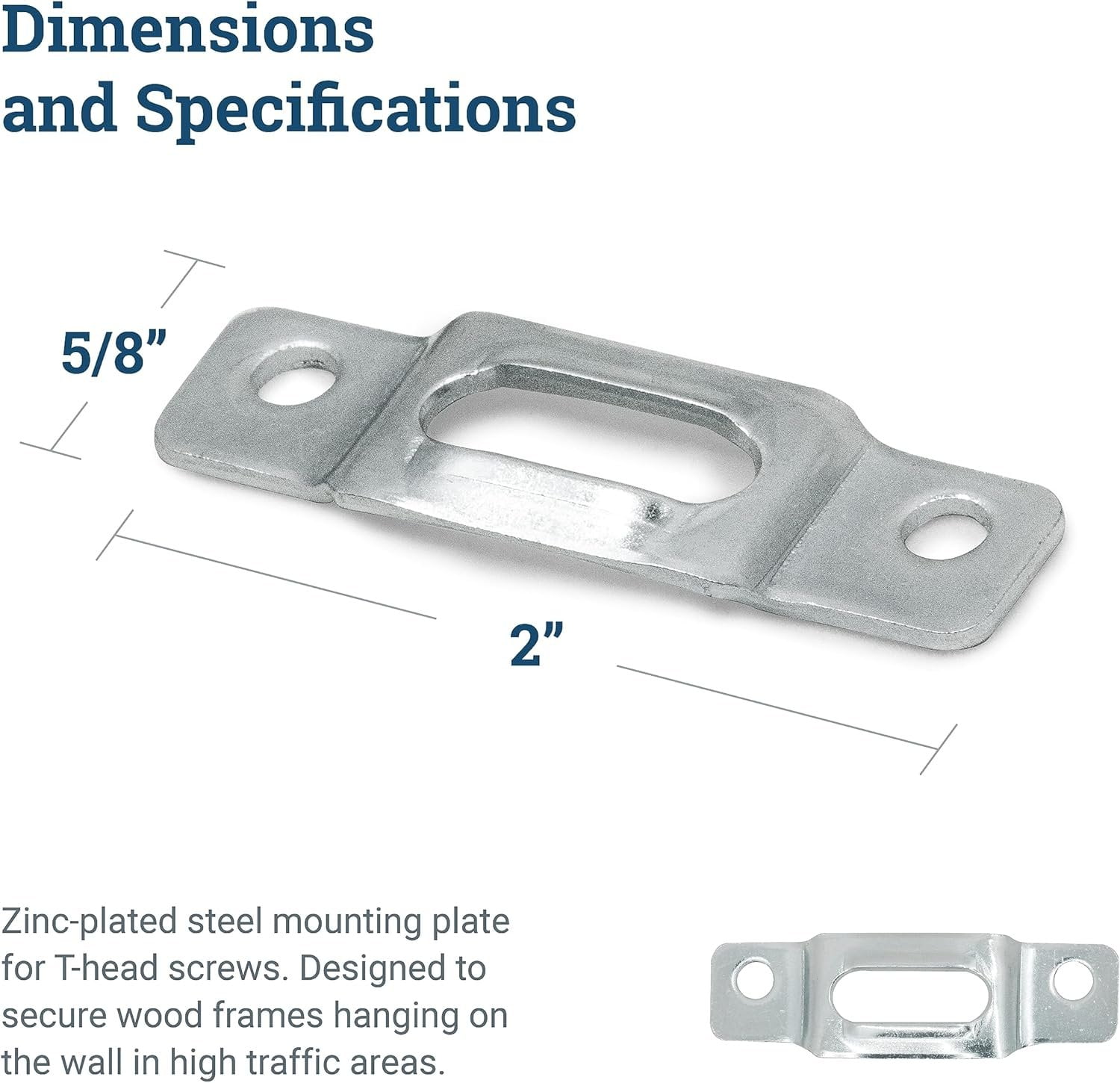 Picture Hang Solutions - T-Screw Security Plate Lock for Wood Frames 100 pieces per pack