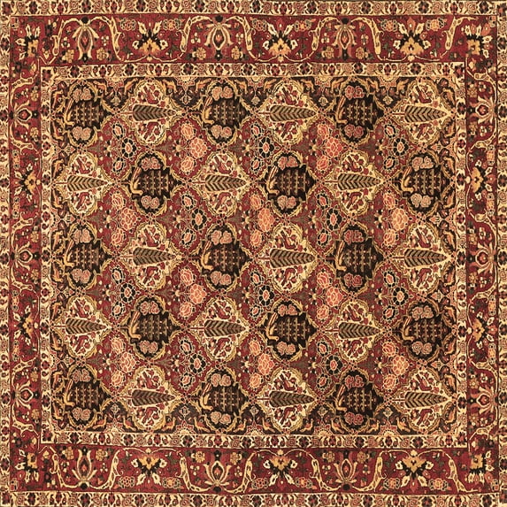 Ahgly Company Indoor Square Persian Brown Traditional Area Rugs, 3' Square
