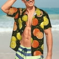 thumbnail image 7 of Pofeuu Orange Lemon Print Hawaiian Shirt for Men Sleeves Casual Button Down Summer Beach Dress Shirts T-Shirts,Large, 7 of 7