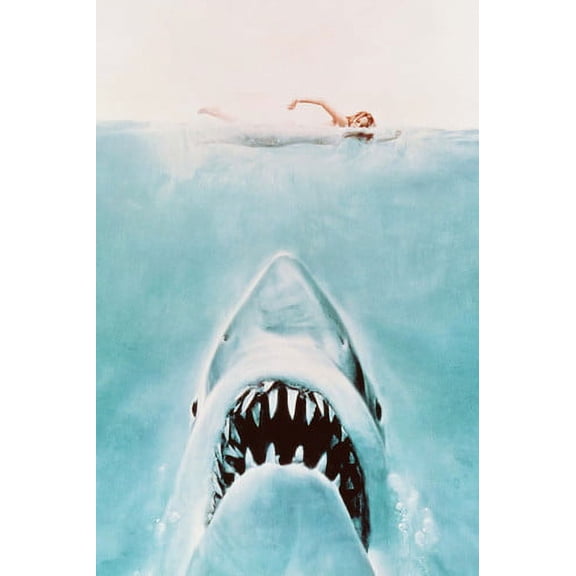 Jaws 24x36 Poster classic poster artwork shark about to attack woman swimmer