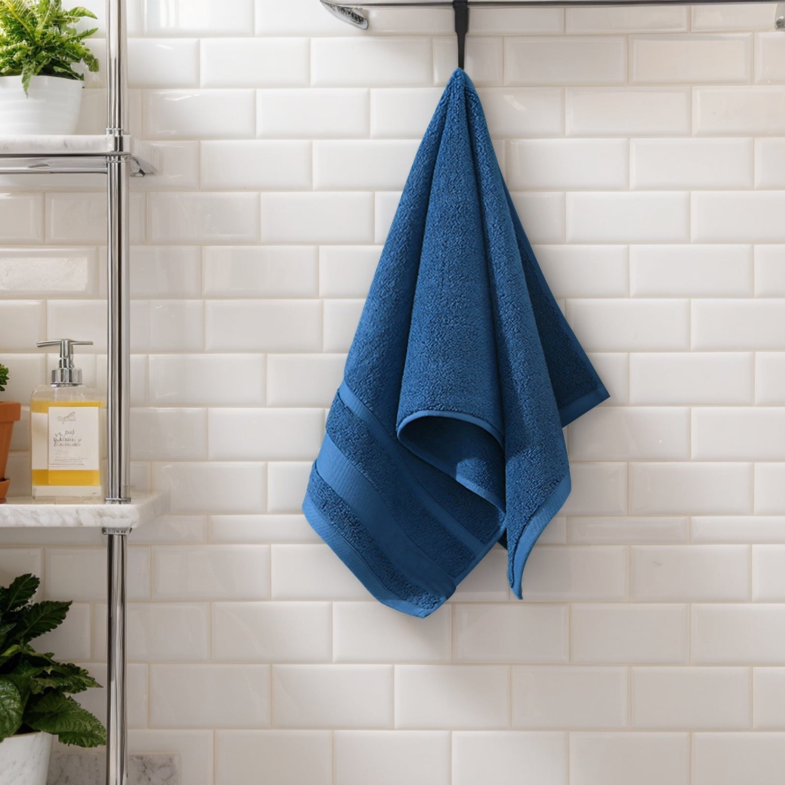 TOPCHANCES 6-Piece Towel Set, Ultra Absorbent Cotton Bath Towels Set (Blue)