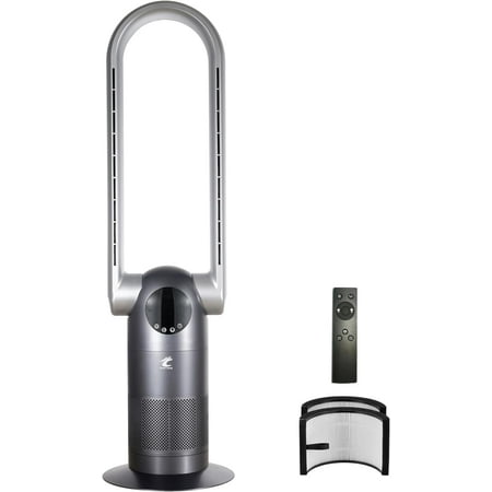 

Bladeless Tower Fan for Bedroom Home Office 9Speeds & 9Hours Timer with Remote 90 ° Oscillating & Tilt Head 38.6\u201d Quiet Cooling Floor Fan 32W AC68P Grey