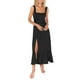 thumbnail image 4 of Sunloudy - Vestido informal para mujer, color sólido, doble lazo lateral, parte inferior con tirantes, abertura alta, dobladillo con volantes, vestido largo Sunloudy moda, 4 of 9
