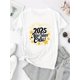 thumbnail image 2 of 1pc 2025 New Year Crew Geometric Stars Fireworks Print T-Shirt, Women'S Fashion Casual Crew Neck Short Sleeve Tee, Polyester Knit Fabric, Medium Stretch, All Season Comfort Fit Top, 2 of 6