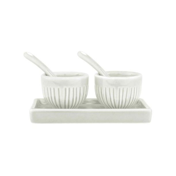 Zak Design 5 Piece White Stoneware Salt and Pepper Set