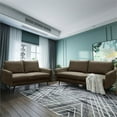 thumbnail image 7 of Enor Furniture Hampshire 70" Round Arm Modern Fabric Sofa in Brown, 7 of 7
