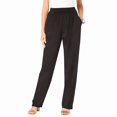 thumbnail image 2 of Womens Straight Casual Pants Plus Size Solid Color Leg Pants Elastic High Waisted Lounge Pants Fall Trousers Long Pants with Pocket, 2 of 6