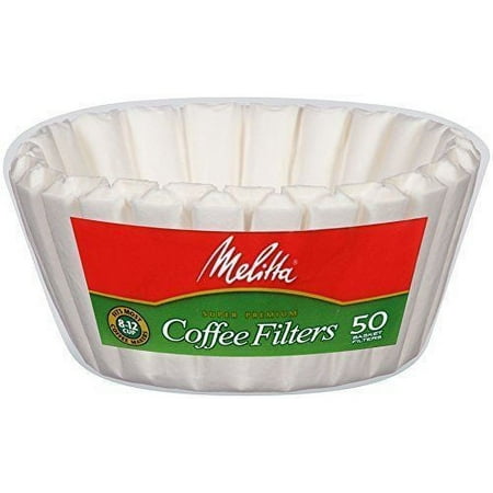 Melitta 8-12 Cup Basket Coffee Filters Paper White, 50 Count, 2 Pack