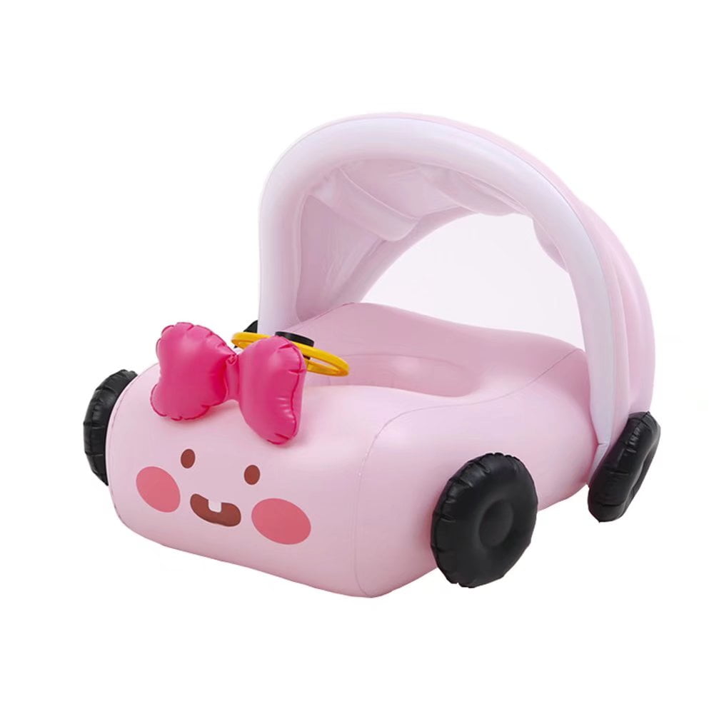 Baby Girl Pool Float for Ages 14 Pink Car Swim Float with Canopy