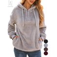 thumbnail image 1 of Gustave Women's Fuzzy Fleece Long Sleeve Pullover Hoodies with 1/4 Zip Up Sweatshirt Warm Oversized Outwear Coat(Gray,4XL), 1 of 7