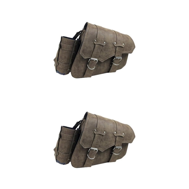 Alforja de motocicleta Riwesomey de cuero PU a prueba de lluvia decorativa triangular vintage Marrón gris Tipo 2 2piezas