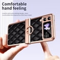 thumbnail image 2 of MonsDirect for 6.7 inch Samsung Galaxy Z Flip 4 5G 2022 Case, Hinge Protection Plating Frame Hard PC Shell Diamond PU Leather Cover Shockproof with Finger Ring Stand Holder for Galaxy Z Flip 4, Black, 2 of 7
