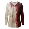 thumbnail image 3 of MHFRRA Camiseta de Manga Larga con Estampado de Manchas de Sangre para Mujer, Estilo Informal, para Fiesta de Halloween, con Cuello Alto, para Primavera, Verano y Otoño. Rosa, 3 of 3