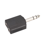 Premium 2 Way Headphone Jack Splitter Stereo Audio Adapter - 6.35mm 1/4 inch Plug to (2) 6.35mm Stereo Jacks, Black, Easy to Use