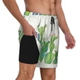 thumbnail image 2 of Sigee Cartoon Cactus Print Mens Swim Trunks with Compression Liner Quick Dry Swim Stretch Beach Shorts with Pockets,S-3XL, 2 of 7
