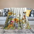 thumbnail image 2 of HENGT  Flower Floral Blanket Gifts for Women Kids Girls Colorful Spring Flowers Green Plant Leaves Room Decor Super Soft Plush Throw Blanket for Birthday Christmas White, 2 of 6