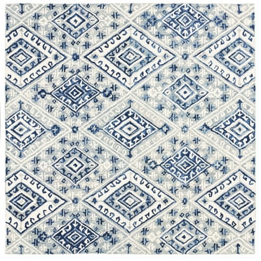 SAFAVIEH Aspen Celandine Geometric Wool Area Rug, Grey/Navy, 7' x 7' Square