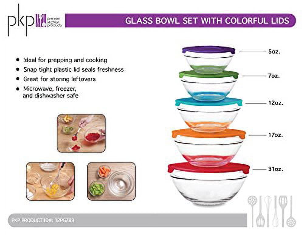 Miicol Ceramic Bowls Set with Lids, Porcelain Food Storage Containers,  Porcelain Prep Bowls for Kitchen, Microwave & Dishwasher Safe, Assorted