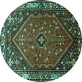 thumbnail image 1 of Ahgly Company Indoor Round Persian Turquoise Blue Traditional Area Rugs, 4' Round, 1 of 4