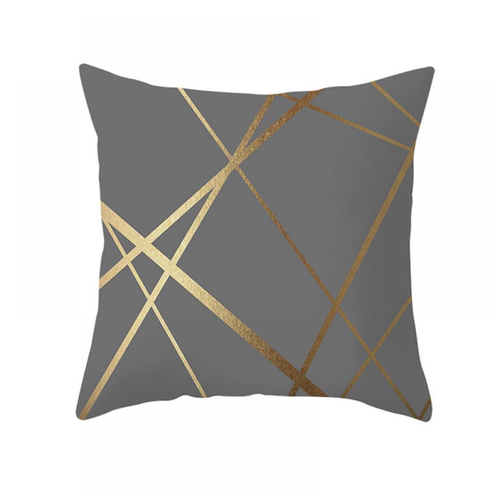 1Pc Throw Pillow Covers, 18x18 Inch Gold Geometric Lines Pillow Covers