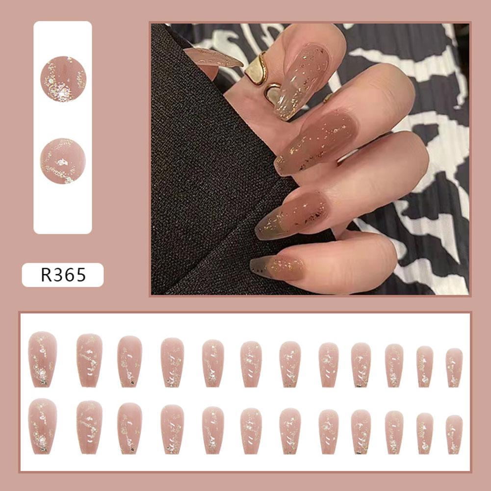 False Nails Small Fresh Yellow Flowers Decorated Design Almond Fake Nails French Wearable Manicure Art Tips U7K4