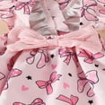 thumbnail image 7 of Odeerbi 0-18 Months Infant Girls Summer Outfits Layette Set Rib Knit Cotton Bodysuit Bow Print Suspender Skirt Headband Three Piece Set Jumpsuit Elastic Waist Skirt Infant Girls Clothes, 7 of 7