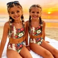 thumbnail image 4 of 250th Anniversary Flag Girls Swimsuits Size 10-12 2 Piece Set Patriotic Beach Vacation American Flag Floral Print Bikini Set Summer Sleeveless Girls Clothes Swimsuits Swimwear Wine 3-4 Years, 4 of 8
