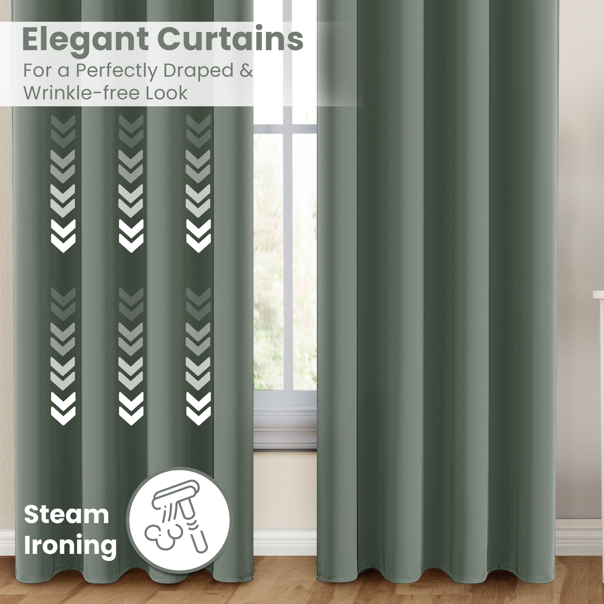 Lux Decor Blackout Curtains Set of 2 for Living Room, Thermal Insulated Bedroom Drapes, Noise-Reducing & Light Blocking Curtains, 52"x63" Sage