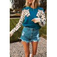 thumbnail image 2 of Pulls pour Femmes Décontractés Imprimé Léopard Patchwork Manches Longues Pull Tricoté Court, 2 of 4