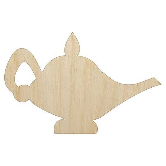 Genie Lamp Wood Shape Unfinished Piece Cutout Craft DIY Projects - 4.70 Inch Size - 1/8 Inch Thick