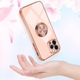thumbnail image 6 of Compatible with Rose Gold iPhone 14 Pro Max Case for Women Girls Kickstand Ring Holder 360 TPU Rotation Ring Case with Stand Plating Edge Work with Magnetic Mount Slim Luxury Case, Pink, 6 of 16