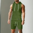thumbnail image 3 of Dpytoraw Men's Workout Hooded Tank Tops Sleeveless Gym Shirt Sweat Shorts Hoodie Set 2 Piece Outfits Jogging Suits, 3 of 5