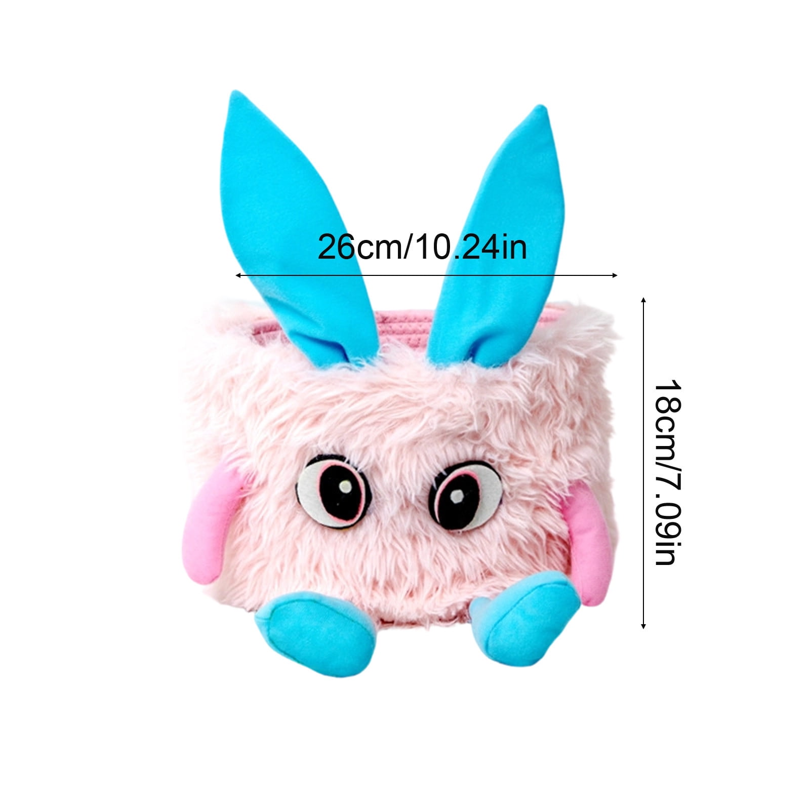 Kbndieu Plush Easter Basket, Cute Bunny Easter Baskets for Kids Boys Girls, Egg Hunting Easter Bucket with Rabbit Ears, Easter Tote Bags for Easter Decorations Candy Gifts Toy Storage