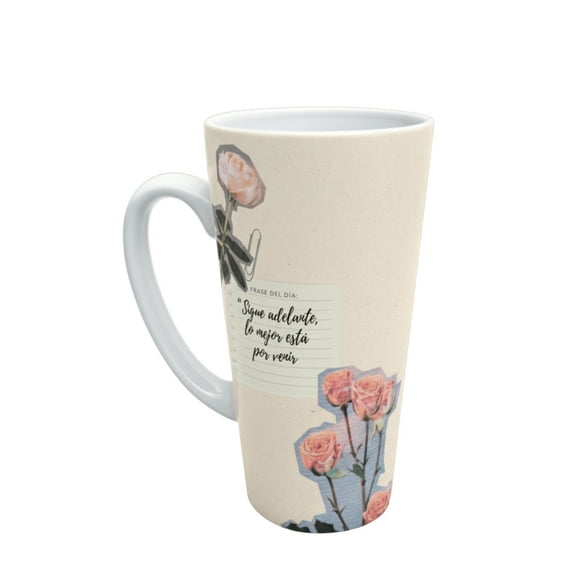 Taza de cerámica 500 ml. diseño divertido Sigue adelante lo mejor esta por venir, nunca olvides por que empezaste regalo original