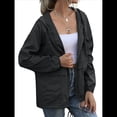 thumbnail image 2 of Impermeables para Mujer, Impermeables, Resistentes Al Viento, Ajustables, con Capucha y Bolsillos. Negro M, 2 of 9