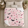 thumbnail image 5 of Cute Clouds with Bats Hearts and Bows, Playful Whimsical Style for Kids, Pink Kawaii Night Pattern and Birthday Gift, Cozy Flannel Blanket for Nursery and Bedroom, Home Decor, 5 of 9