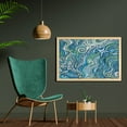 thumbnail image 2 of Blue Wall Art with Frame, Underwater Wildlife Inspiration Ornamental Abstract Composition, Printed Fabric Poster for Bathroom Living Room Dorms, 35" x 23", Turquoise Blue Lavender, by Ambesonne, 2 of 2