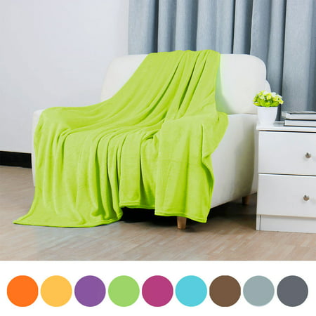 Soft Warm Fleece Blanket Throw Rug, Lime Green Throws For Sofas