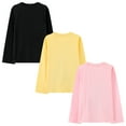 thumbnail image 4 of HILEELANG Toddler Girls' Long Sleeve Tee Shirt Cotton Crewneck Friends Graphic Tops T-Shirts Black Yellow Pink 3 Packs Sets 4T, 4 of 7