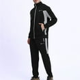 thumbnail image 4 of Ceisia Men's Slim Fit Color Block Tracksuit Set Long Sleeve Zip-Up Stand Collar Jacket with Elastic Waist Pants Gifts, 4 of 7