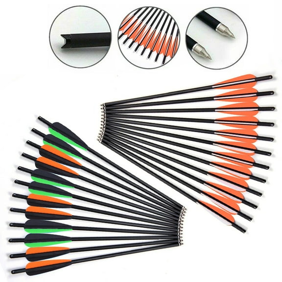 SAYFUT Crossbow Bolts 20 inch Carbon Shaft Crossbow Arrows with Moon Nocks and Removable Tips (Pack of 12)