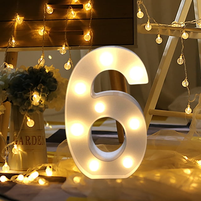 Agiferg Alphabet LED Digital Lights Light Up White Plastic Digital Standing Hanging 6