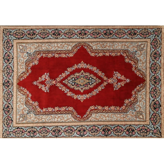 Ahgly Company Machine Washable Indoor Rectangle Traditional Tomato Red Area Rugs, 7' x 9'